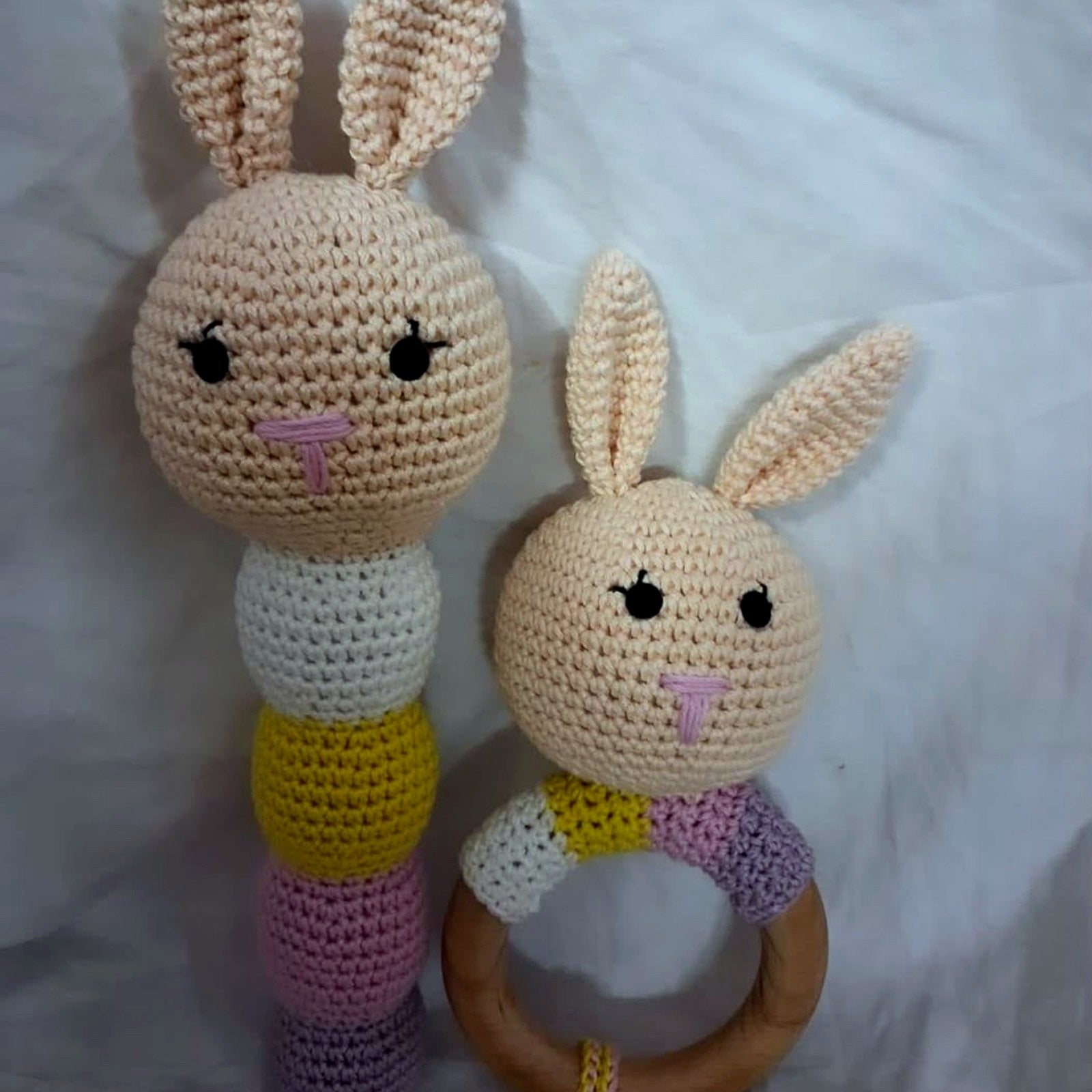 Crochet Bunny Rattle Set (2 Pieces)
