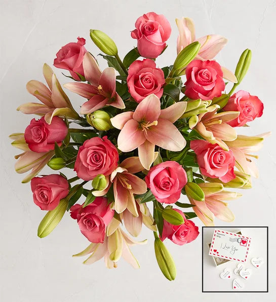 Magnificent Pink Rose & Lily Bouquet