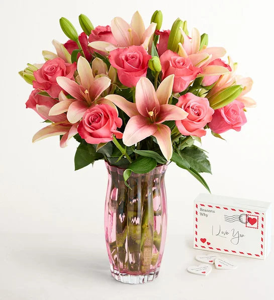 Magnificent Pink Rose & Lily Bouquet
