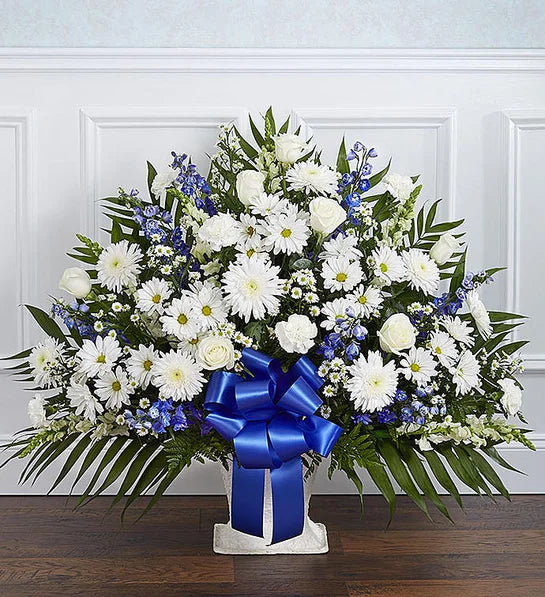 Blue & White Sympathy Standing Spray
