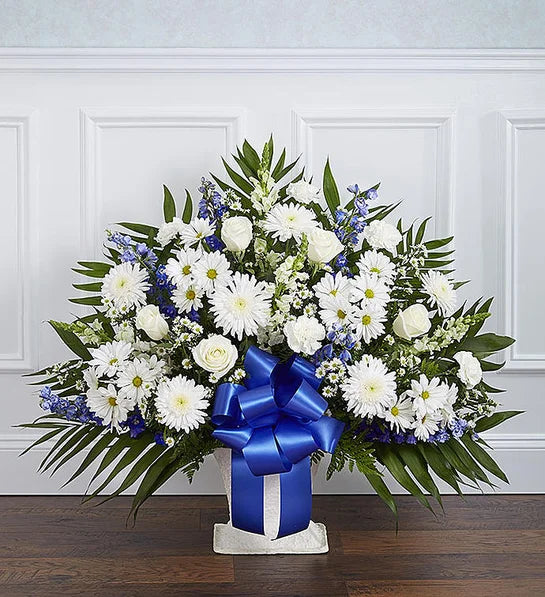 Blue & White Sympathy Standing Spray