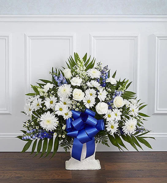 Blue & White Sympathy Standing Spray