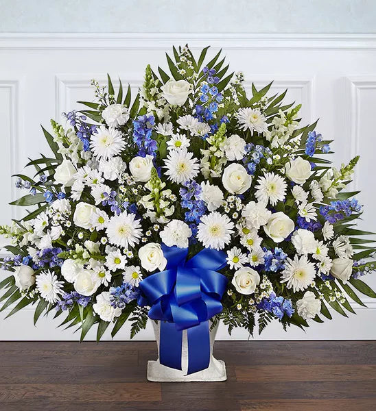Blue & White Sympathy Standing Spray