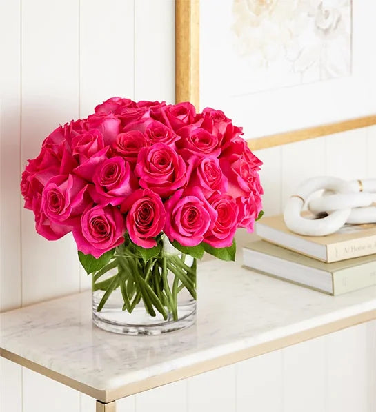 Contemporary Hot Pink Roses Bouquet