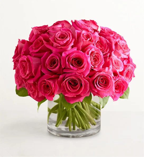 Contemporary Hot Pink Roses Bouquet