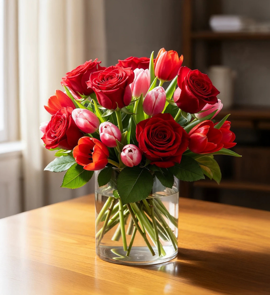 Classic Romance Rose & Tulip Arrangement