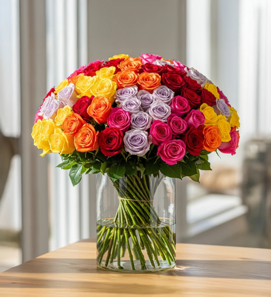 Rainbow Radiance Rose Arrangement