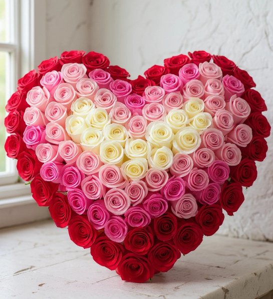Blushing Love Heart Rose Arrangement