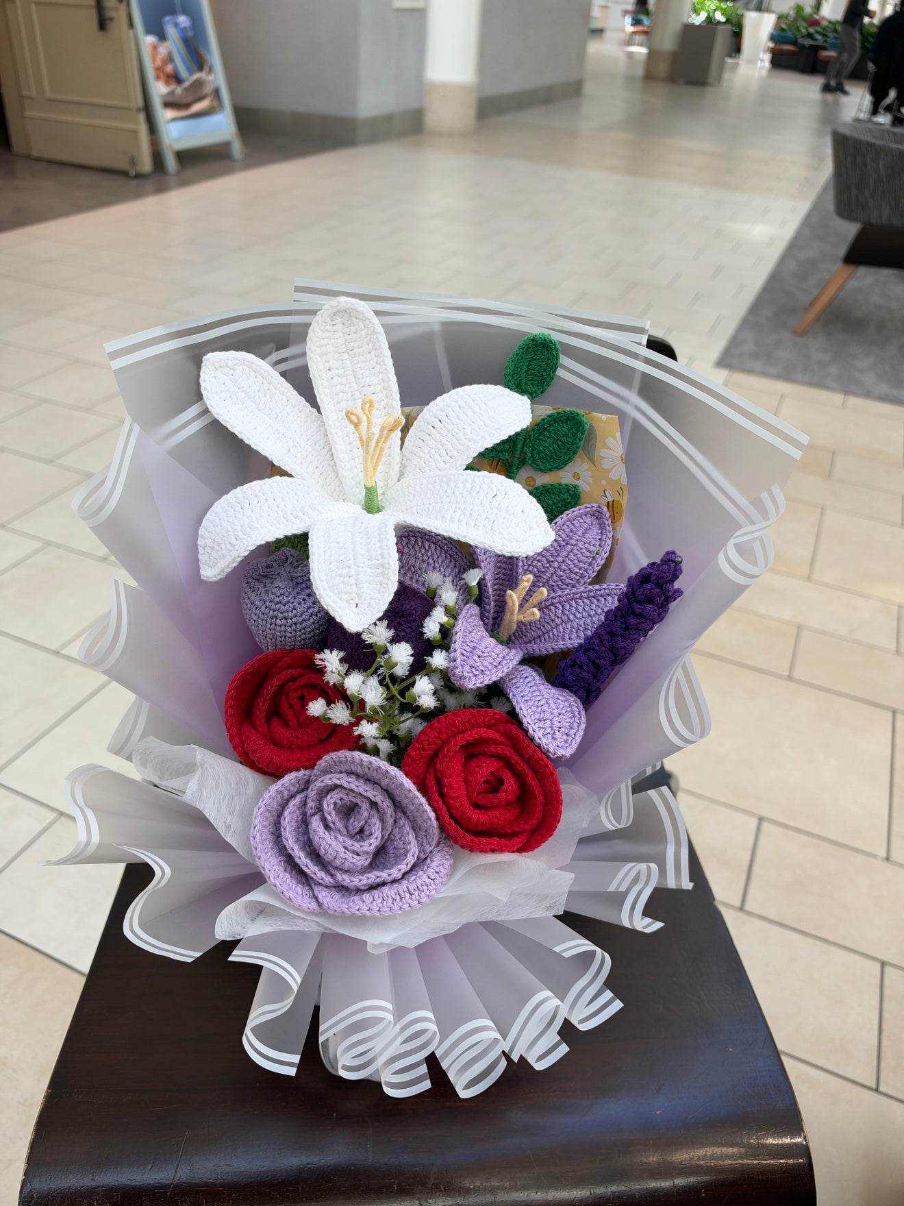 Grand Lily & Rose Crochet Bouquet